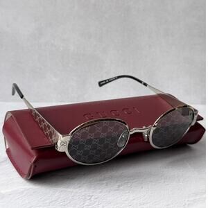 NEW Gucci GG1854S Silver Metal Round Logo Sunglasses $610